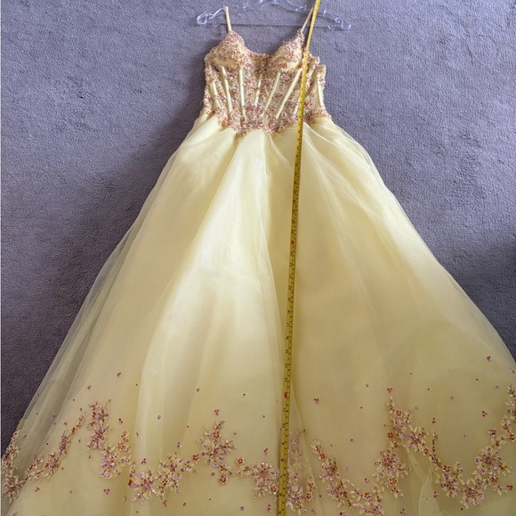 Yellow Beaded Evening Gown / Prom Dress - Picture 13 of 13